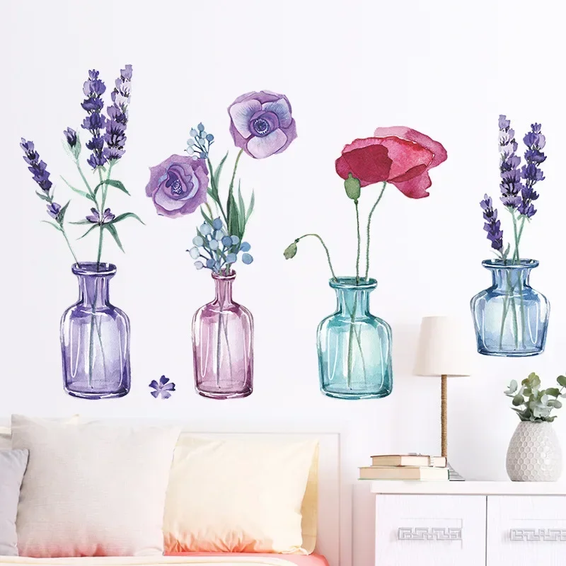 Цветная ваза лаванда Мак спальня крыльцо Украшение стен декоративные настенные