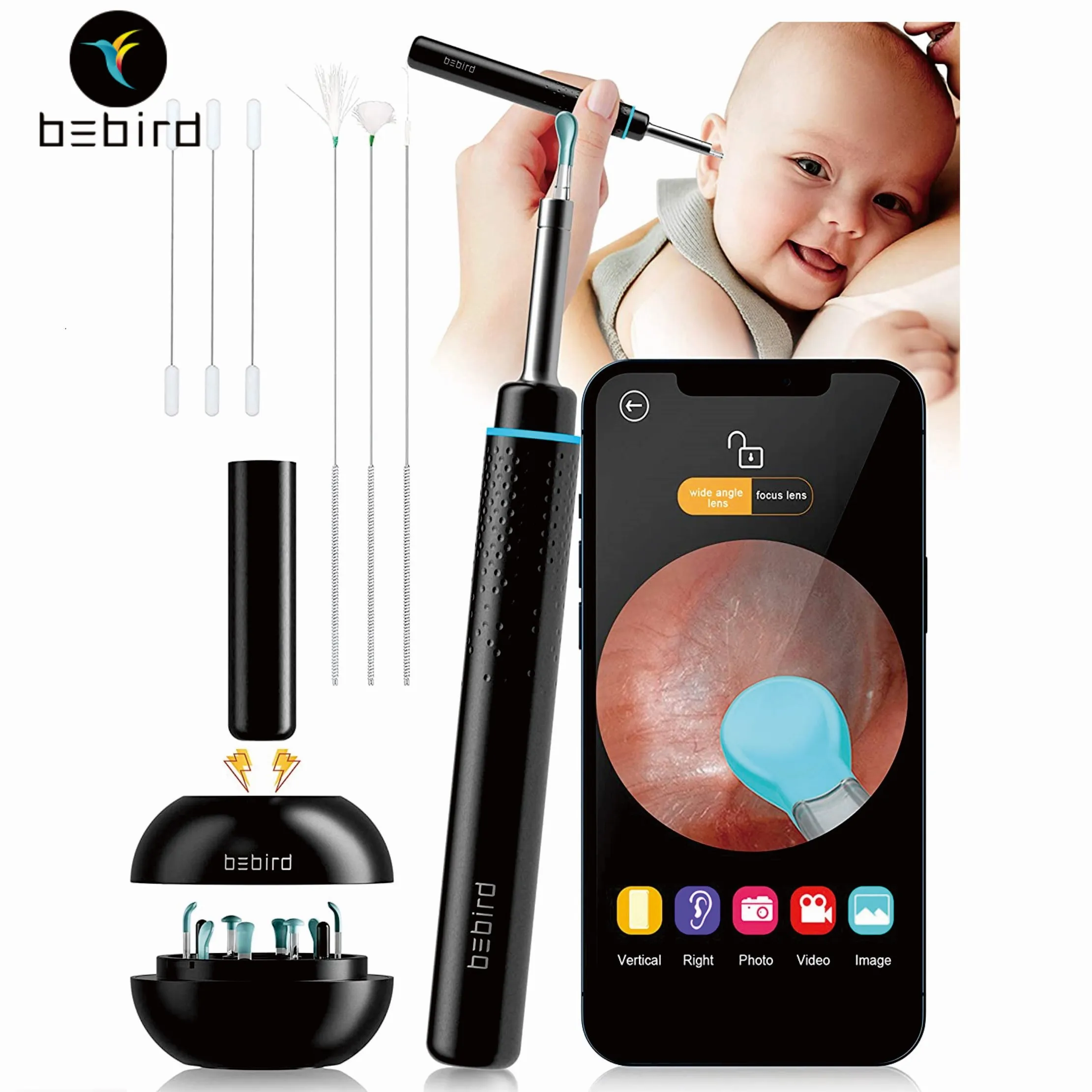 Xiao’mi Bebird M9 Pro Rechargeable App Visual Earpick Sticker Scope Camera Otoscope Cleaner Magnetic Charging Base ISO Andorid