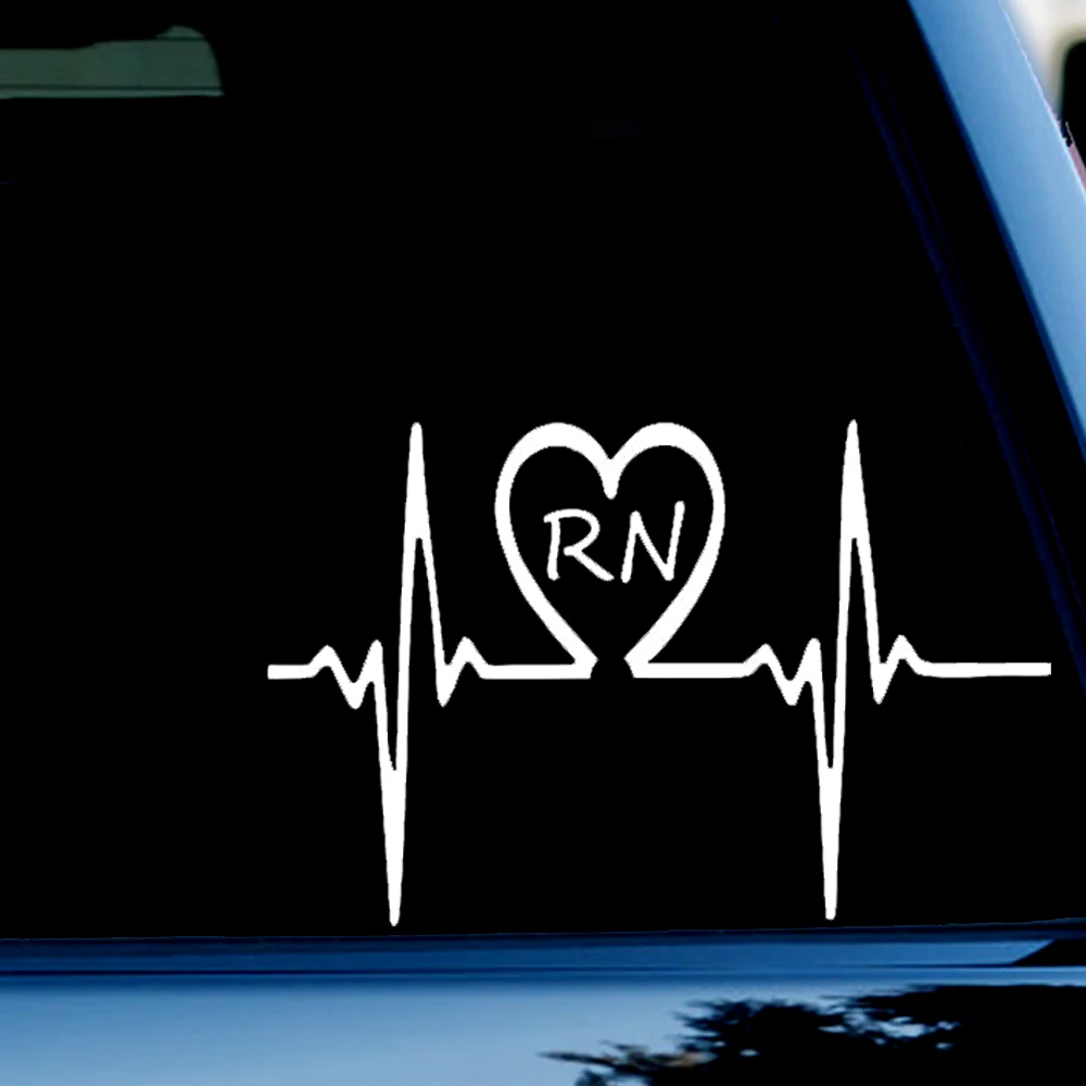 

6inch(wide) Heartbeat Vinyl Die Cut Decals sticker for Car, Truck, Window, Bumper White