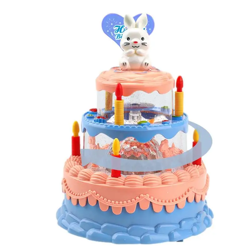 

Electric Children Cake High Simulation Children DIY Birthday Cake Toys Many Accessories With Light Pink Three Layers