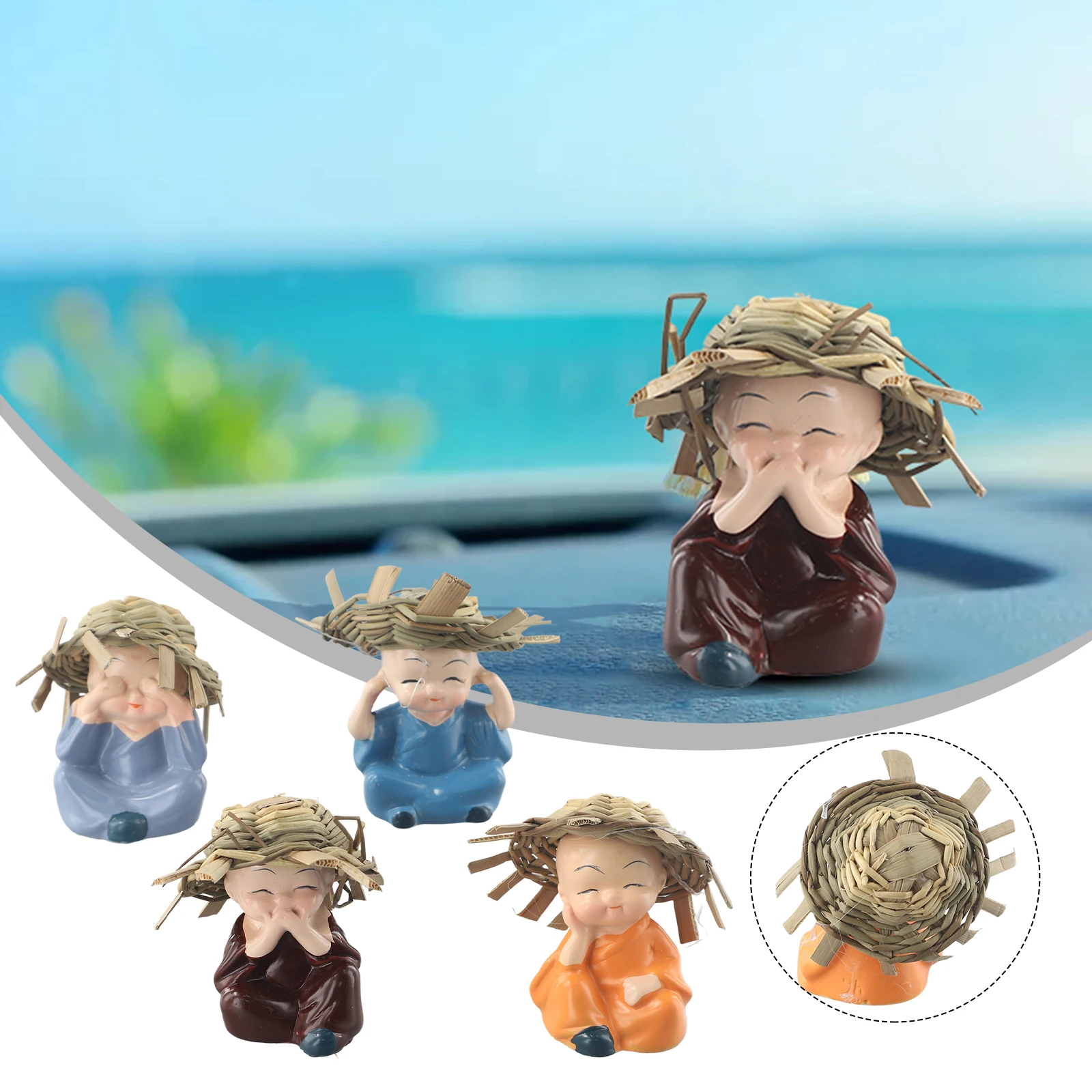 

Resin Crafts Llittle Monk Ornaments Accessories Car Decoration Cute Four Small Monks 4 Pieces/lot High Quality