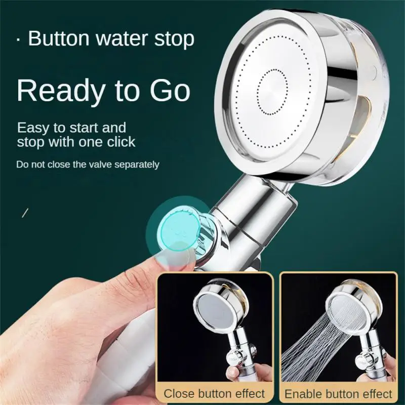 

Water Saving Filter Twin Turbo Handheld Toilet Bathroom Shower Rainfall Shower Propeller Bathroom Accessories Washable With Fan