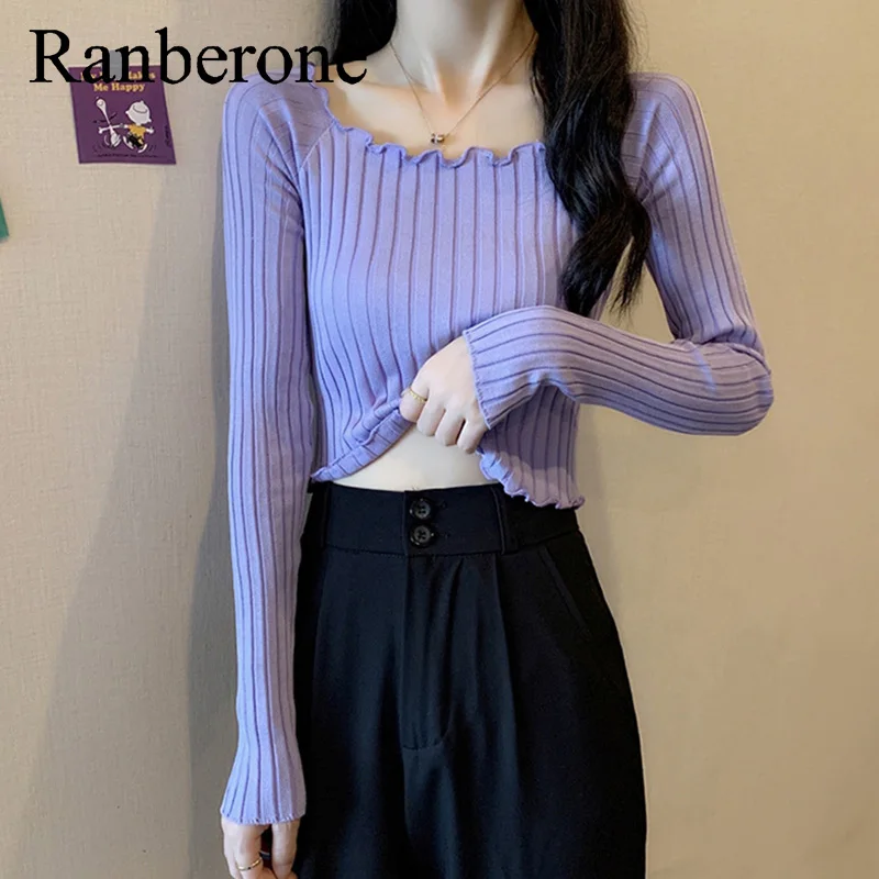 Женский свободный пуловер с V-образным вырезом и коротким рукавом |