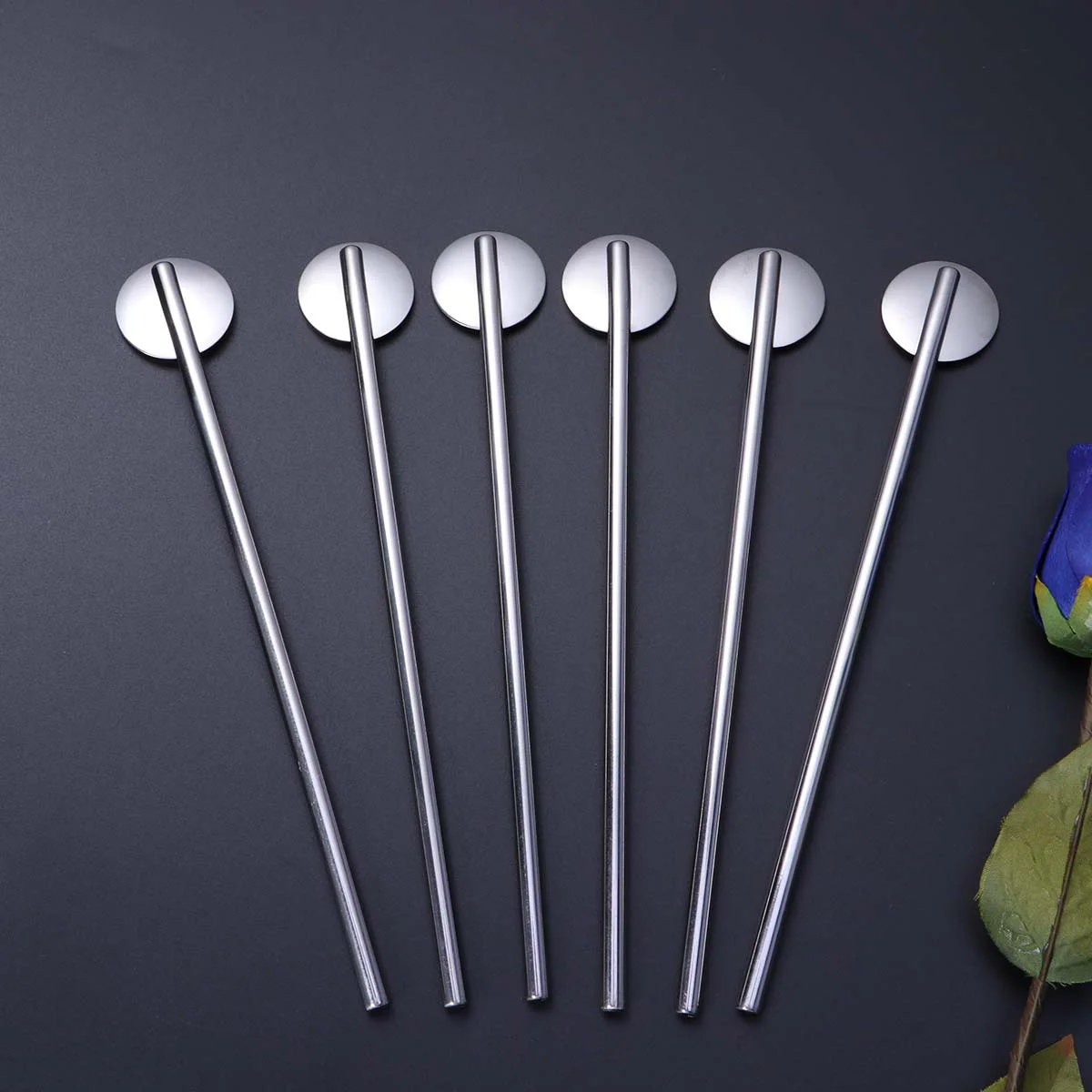 

Straws Drinking Spoon Reusable Spoons Metal Cocktail Mixing Straw Bulk Bar Stir Steel