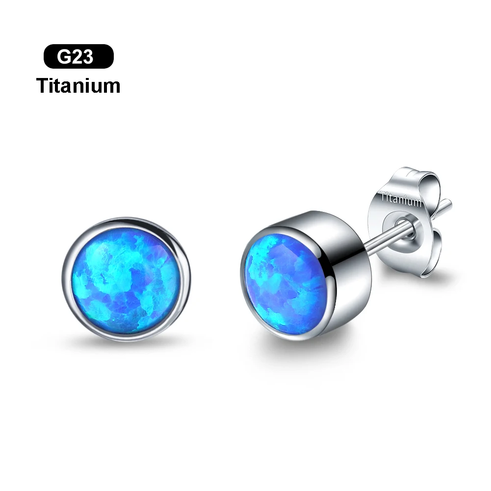 G23 Titanium Hypoallergenic Earrings Cubic Zirconia Opal Birthstone Tiny Small Stud Earrings for Women Teen Girls Sensitive Ears