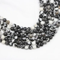 natural stone black and white zebra jasper round beads 15 strand 4 6 8 10 12mm pick size for jewelry making