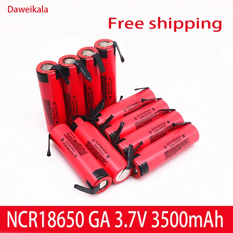 

100% Original NCR 18650GA 30A discharge 3.7V 3500mAh 18650 rechargeable battery toy flashlight lithium battery + DIY Nickel