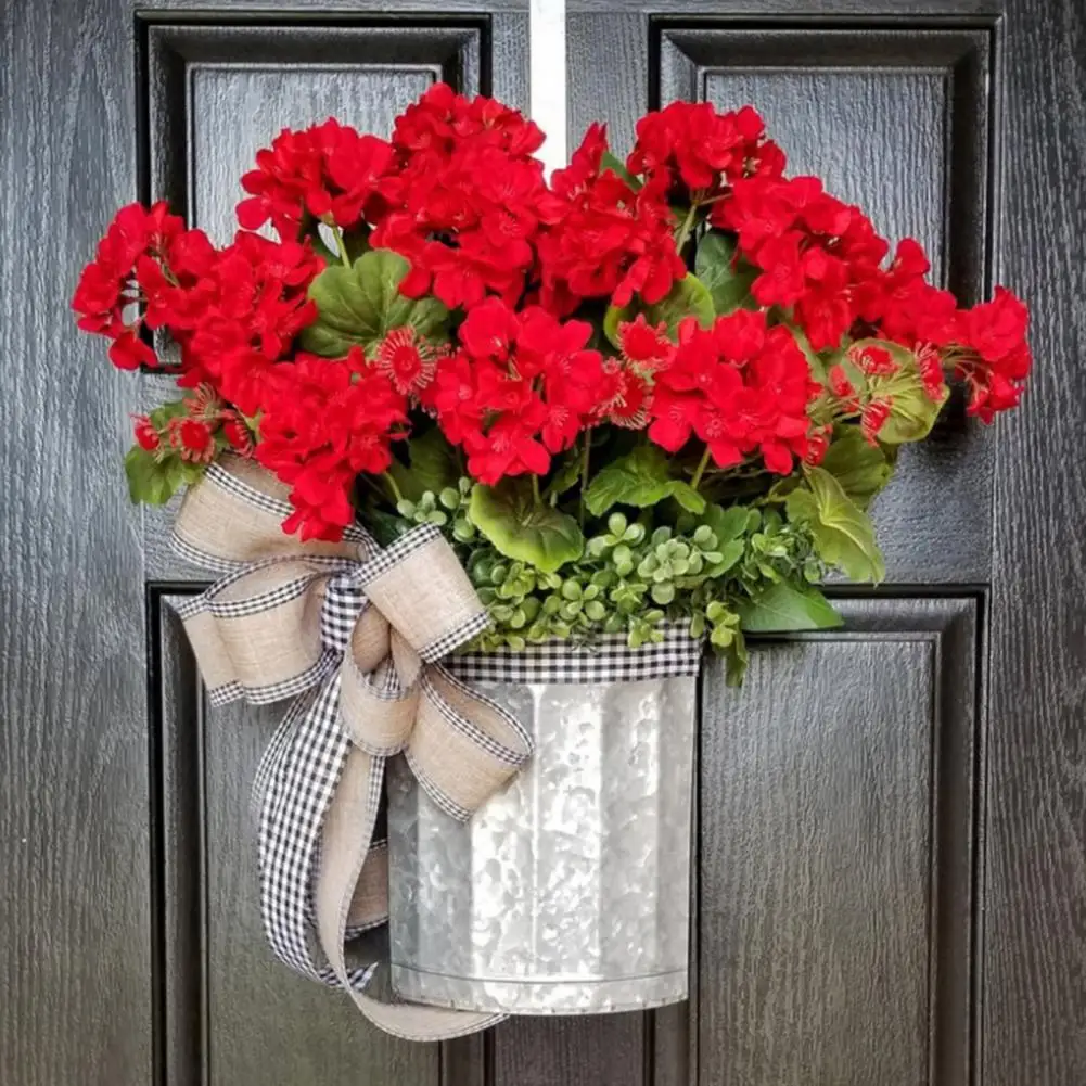 

Door Wreath Simulated Fresh-keeping Red Realistic Artificial Geranium Wreath Household Supplies