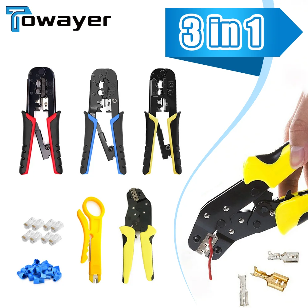 

3 in 1 RJ45 Crimping Tool RJ45 Network Cutting Tools 8P RJ45 Crimper Cutter Stripper Plier for Modular RJ12 RJ11 Crimp Crimper