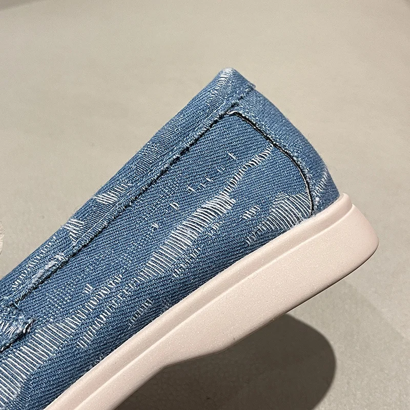 British Style Suede Women Casual Shoes Blue Slip-on Women Driving Shoes Comfortable Lightweight Womens Flat Loafers Mocasines