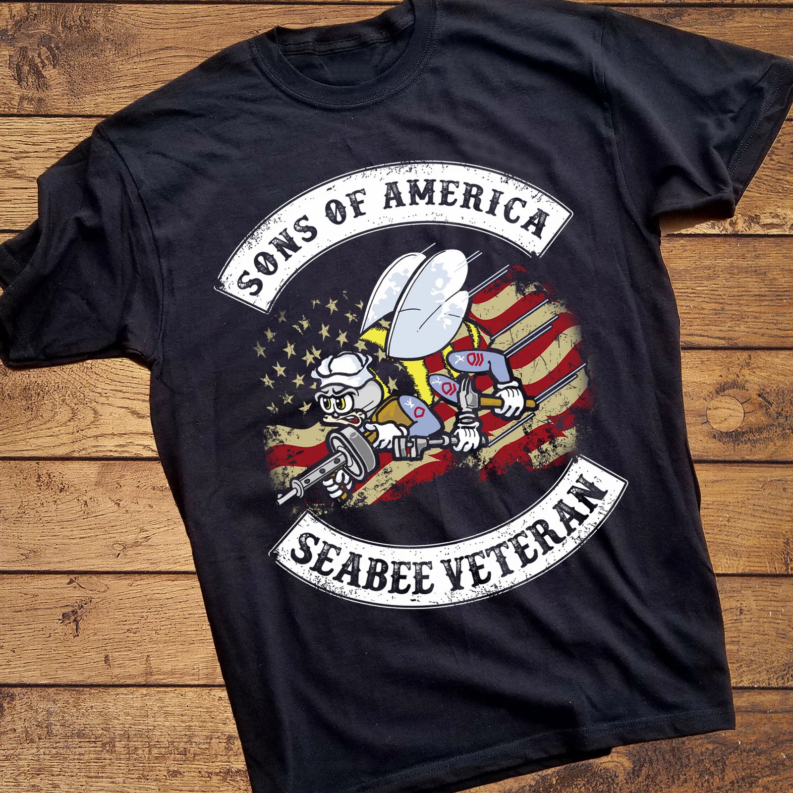 

Son of America Navy Seabee Veteran Gift T Shirt. Short Sleeve 100% Cotton Casual T-shirts Loose Top Size S-3XL