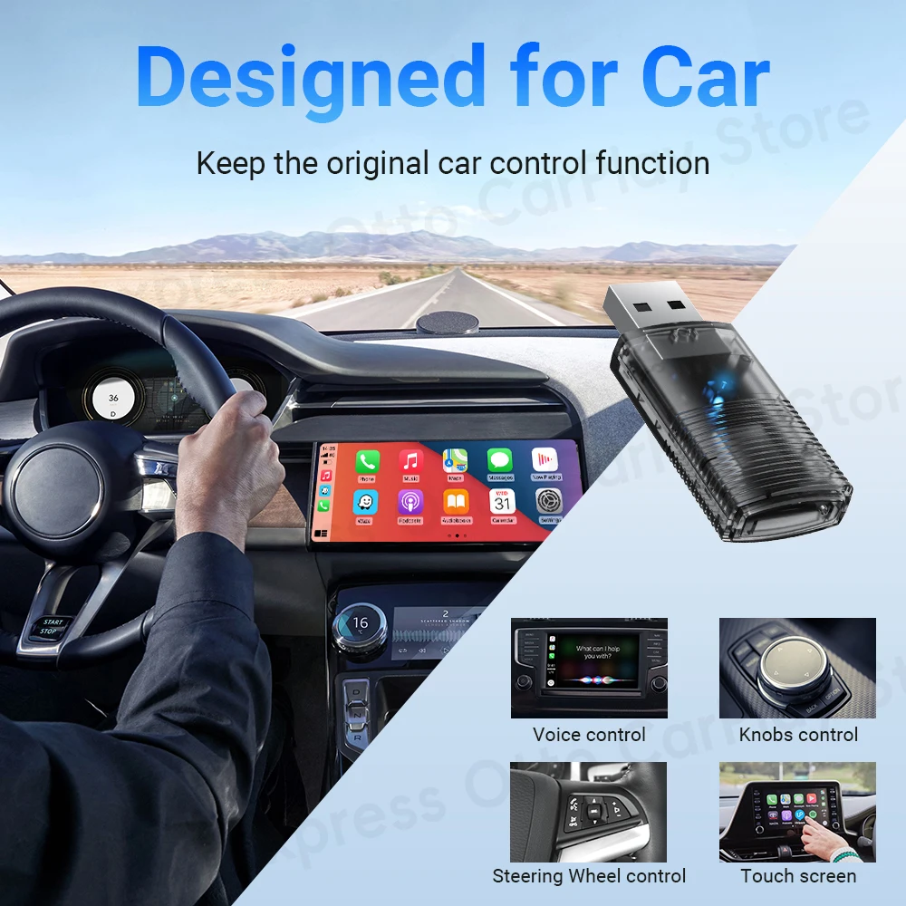 Фото Мини беспроводной CarPlay Android автомобильный адаптер 2 в 1 автомобильные аксессуары Автомобильный переходник для iPhone и телефона Android Новые поступления 2024 №5