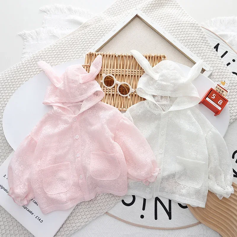 Защитная одежда для девочек от солнца дышащее тонкое пальто с милыми кроличьими