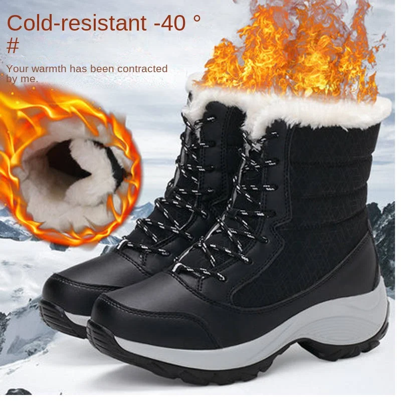 Women's shoes Snow boots Women's high top lace up Women's fashion shoes Women's plush warm cotton boots Women's boots31-44