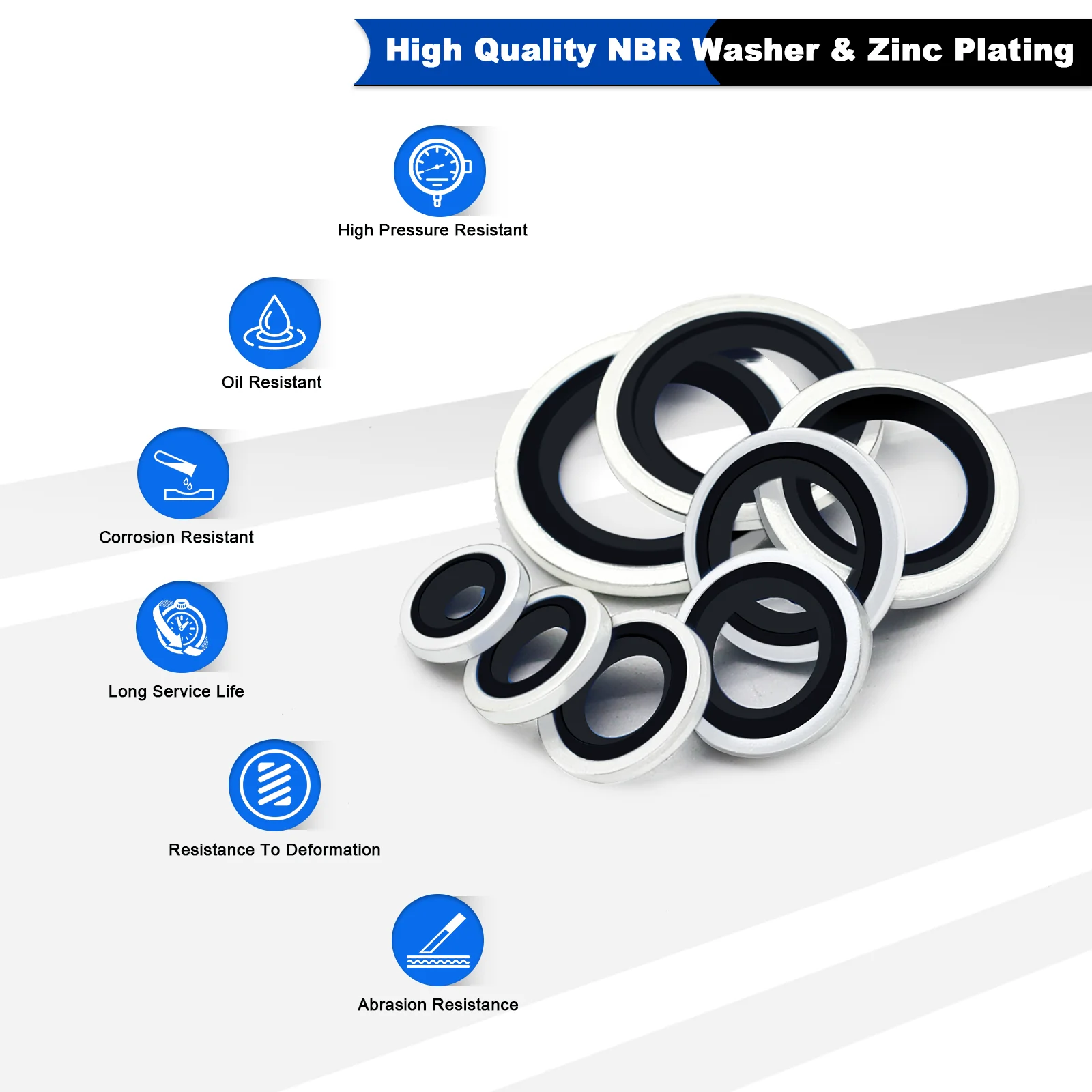 Уплотнительные шайбы M16 оцинкованные автомобильные резиновые с