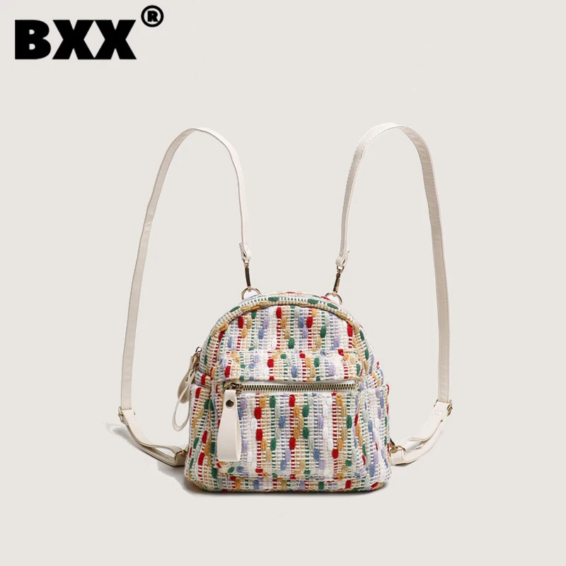 

[BXX] Fashion High-end Knitting Contrast Color Mini Women Backpack Minority Versatile Trend Elegant Travel Bags 20203 New CY568