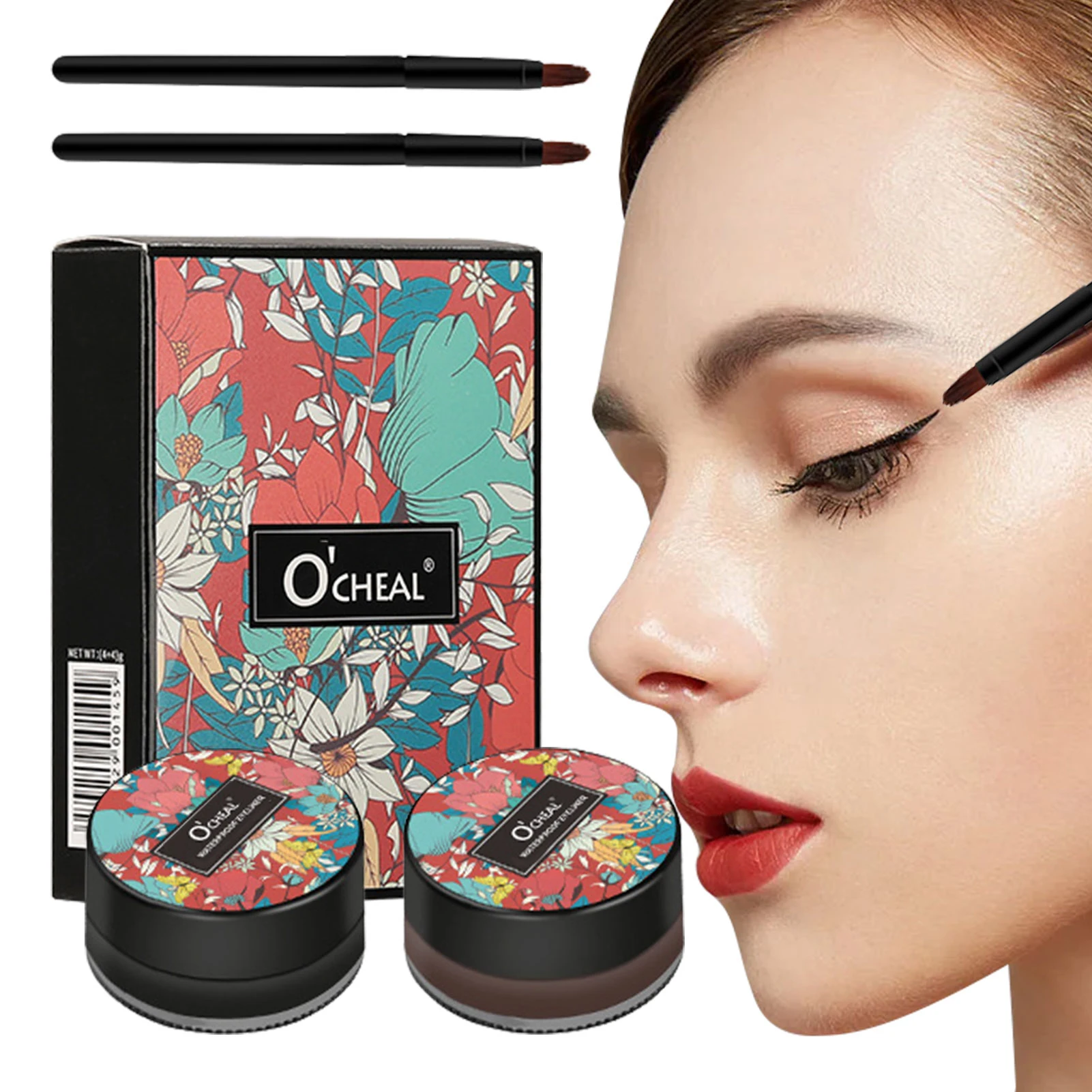 

Black And Brown Gel Eyeliner Set 2 In 1 Professional Eyeliner Eyebrow One Step Eyebrow Kit 24 Hours Smudge-Proof Waterproof And