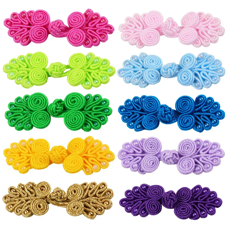 

5pairs Chinese Handmade Cheongsam Buttons Knot Cheongsam Seven Beads Plate Button DIY Handcraft Clothing Decorative Accessories