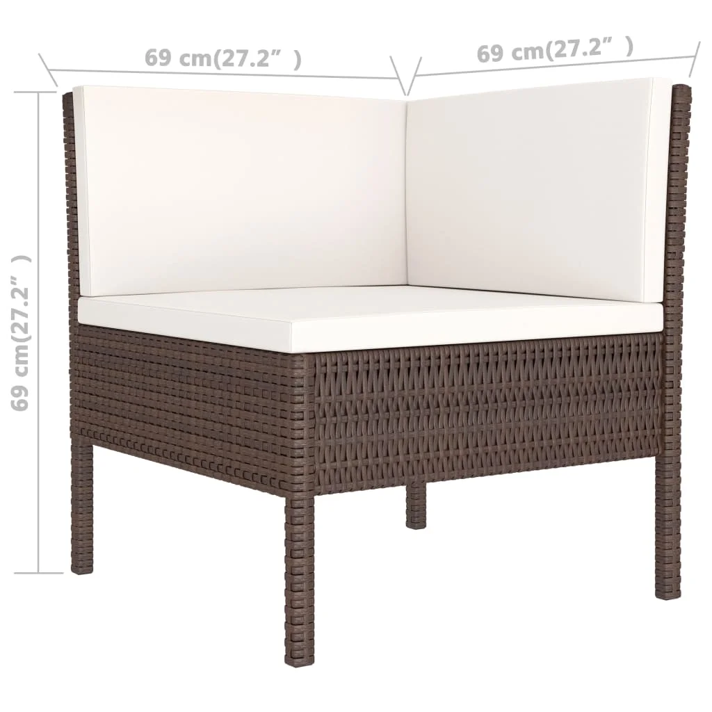 

3 Piece Garden Lounge Set with Cushions Poly Rattan Brown