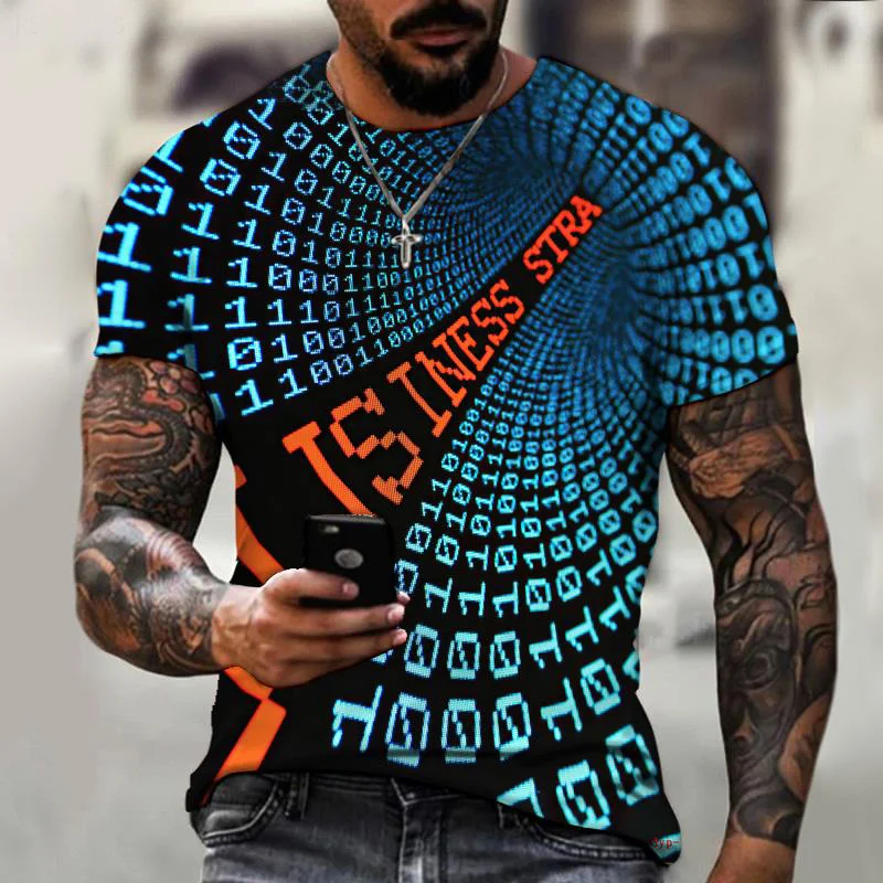 

Summer Men's Short Sleeve T-Shirt 3D Printed Digital Abstract Pattern Fashion Tees Man Oversized New Round Neck Streetwear Tops