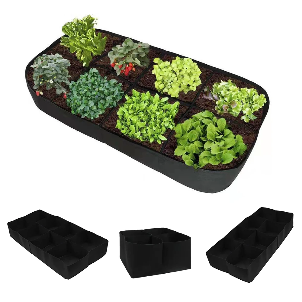 

Multi-grid Breathe Cloth Flowerpot 4/8 Pockets Felt Raised Garden Bed For Vegetables Flowers Rectangular Planting Bag