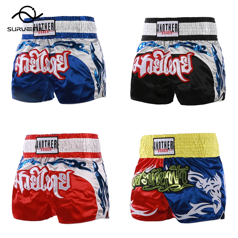 

Шорты Muay Thai для мужчин и женщин, одежда для тренировок ММА, атласные шорты для бокса с вышивкой для мальчиков и девочек, 2023