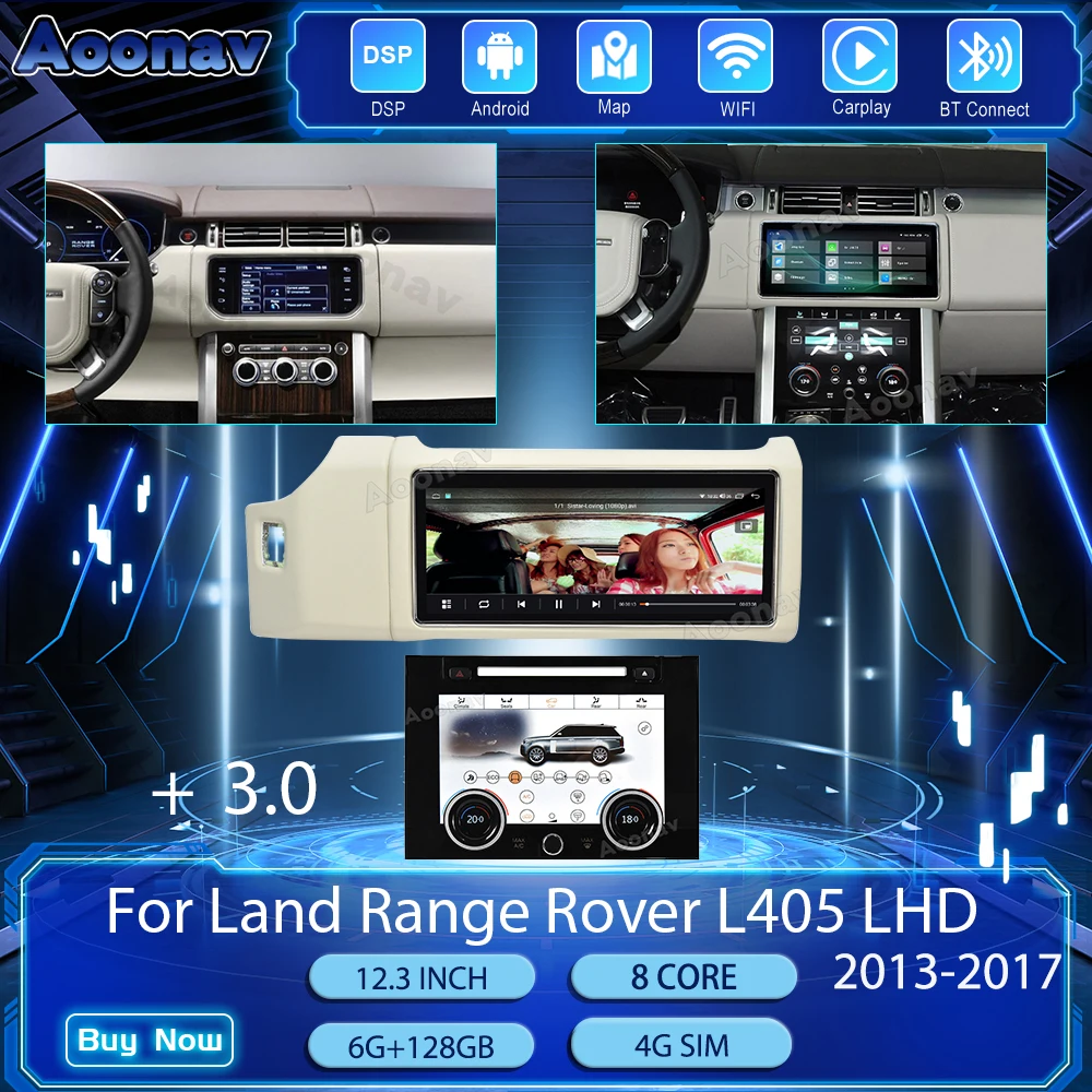 

Автомагнитола на Android 11 для Range Rover L405 LHD 2013-2020, сенсорный экран, панель переменного тока, GPS-навигация, мультимедийный плеер с Carplay