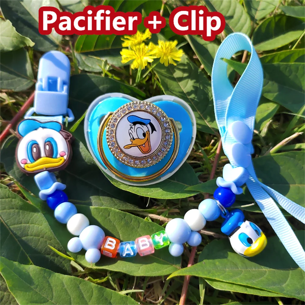 

Disney Pacifier Baby Shower Gift Bling Baby Fake Silicone BPA Free Baby Nipples Newborn Pacifier Donald Duck Pacifier Chupete