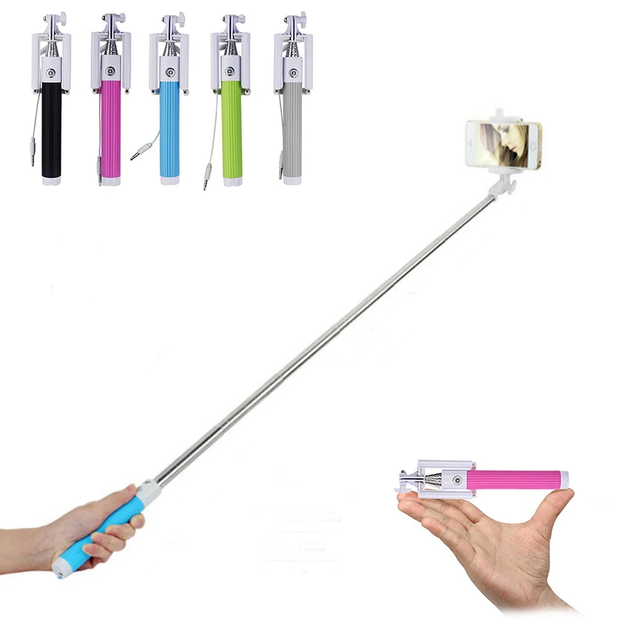 

Universal Portable Handheld Wired Mini Wired Selfie Stick Extendable Monopod for Huawei Samsung Iphone 6 6s Xiaomi Phones