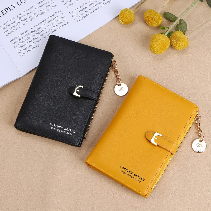 

Маленький женский кошелек, однотонные короткие женские кошельки из искусственной кожи, кошелек с застежкой для монет, держатели для карт дл...