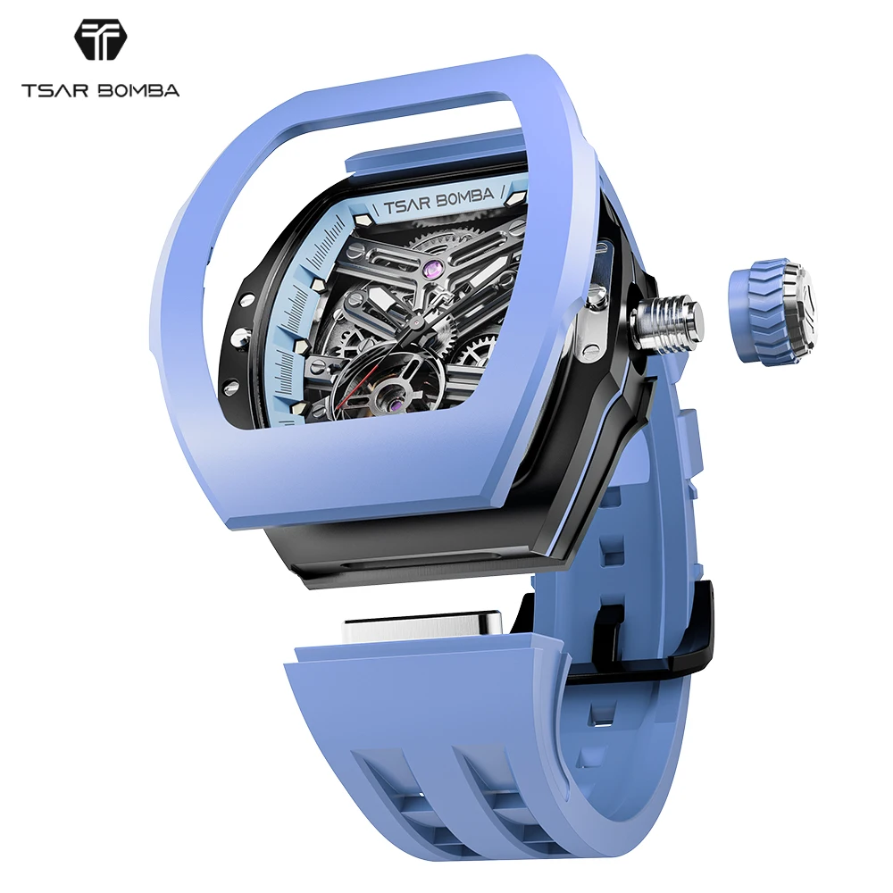 

TSAR BOMBA luxury brand's own four-dimensional quick-release watch mechanical watch men's trendy fashion barrel-shaped watch