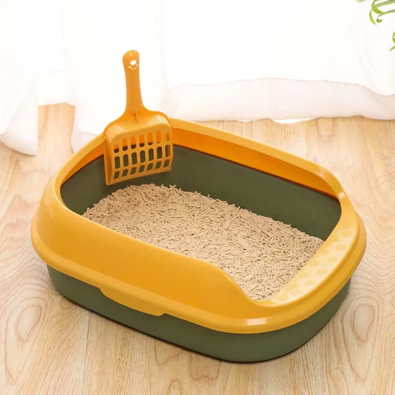 

Cat Litter Box Open Large Capacity Plastic Anti-Splash Cats Toilet Pet Sandbox Kitten Tray Bedpan Cleaning Bath Basin Supplies