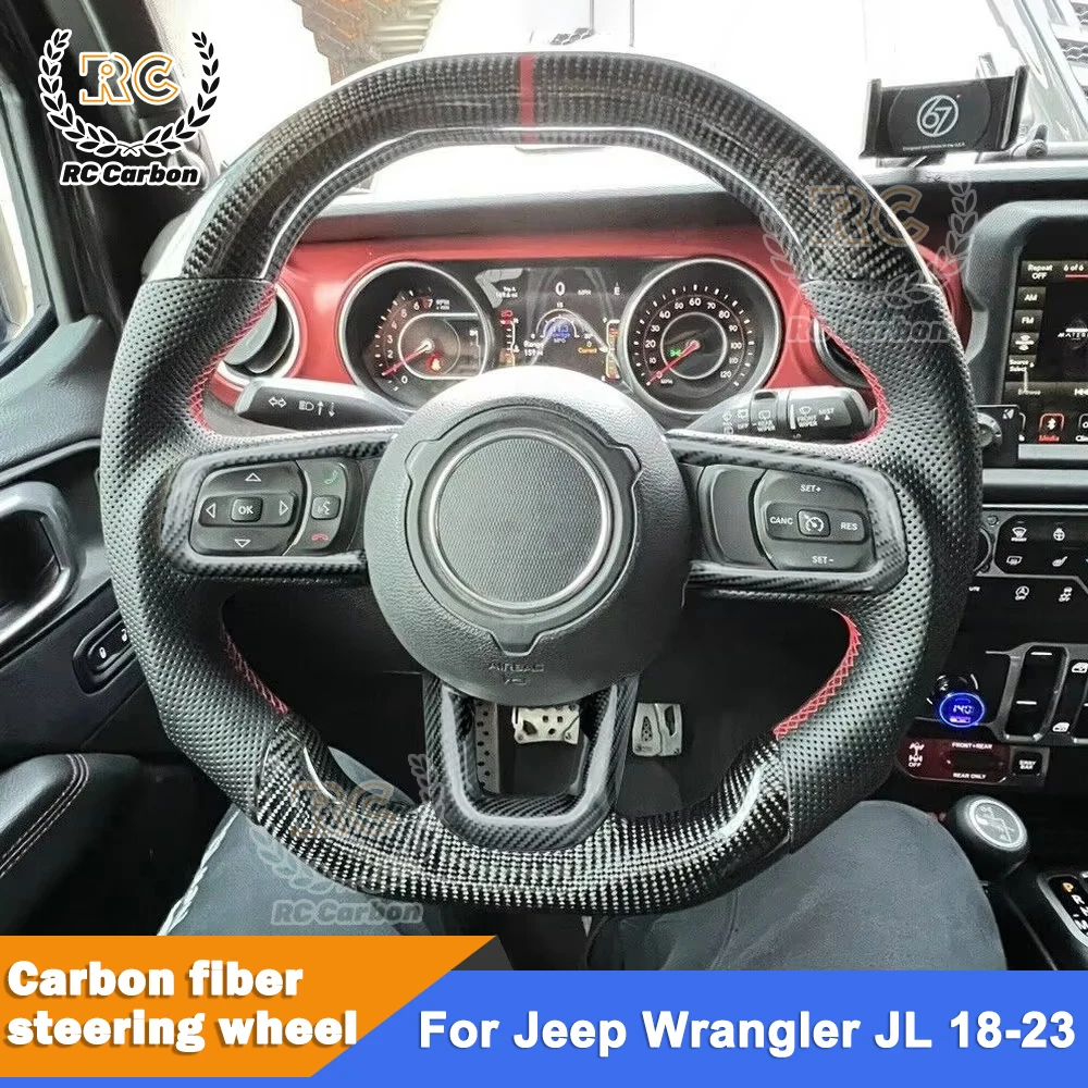 Руль из настоящего углеродного волокна с подогревом для Jeep warangler JL Gladiator 2018-2023