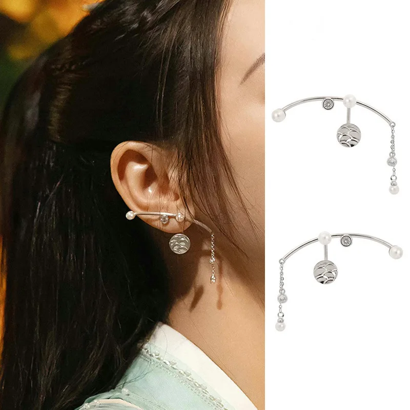 

Delireba Ji Yunhe's same Earrings diligeba pearl long tassel Vintage Design Earrings drama