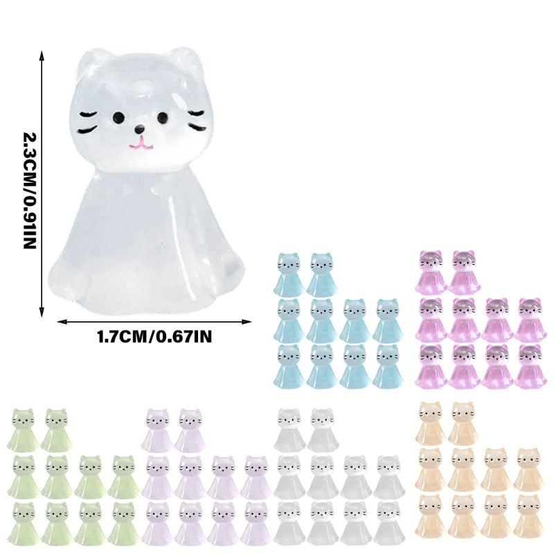 10 шт. миниатюрные кошки с накидкой светящиеся в темноте украшения аксессуары для