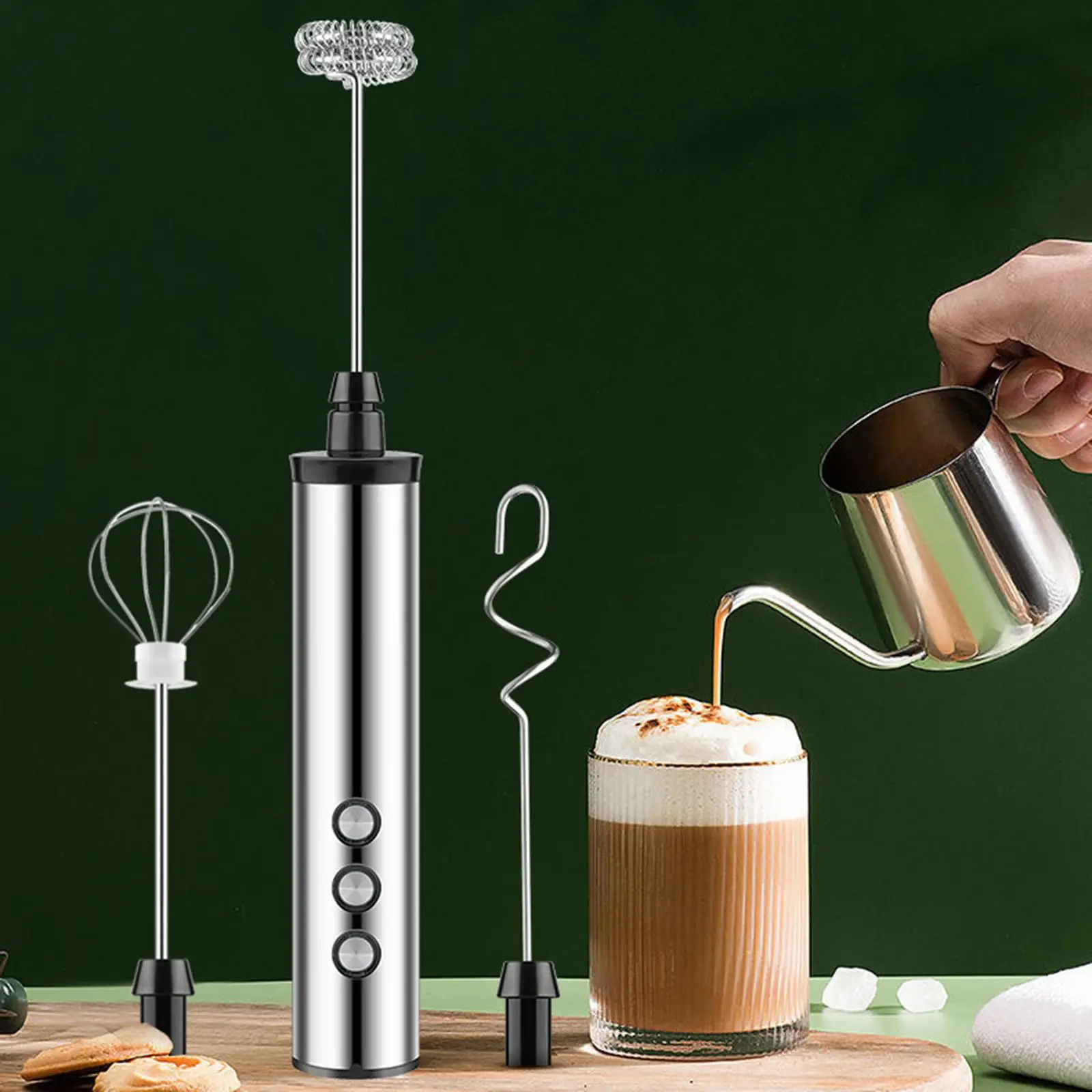 

Household Milk Frother Egg Beater 3 Speeds Multifunction Cream Beater Mixer Blender for Cream Latte coffee