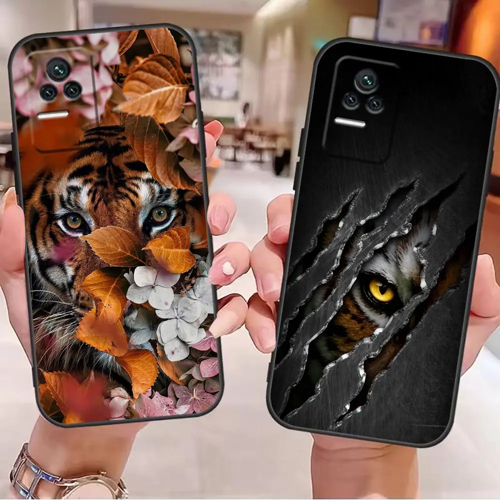 

black Animal Cute Flower Tiger Case For Redmi K50 K40S K40 Gaming Pro Plus 10 (India) 10C 10 9T 9C 9A 9 8A 8 7A 7 6A 6 Pro Cover