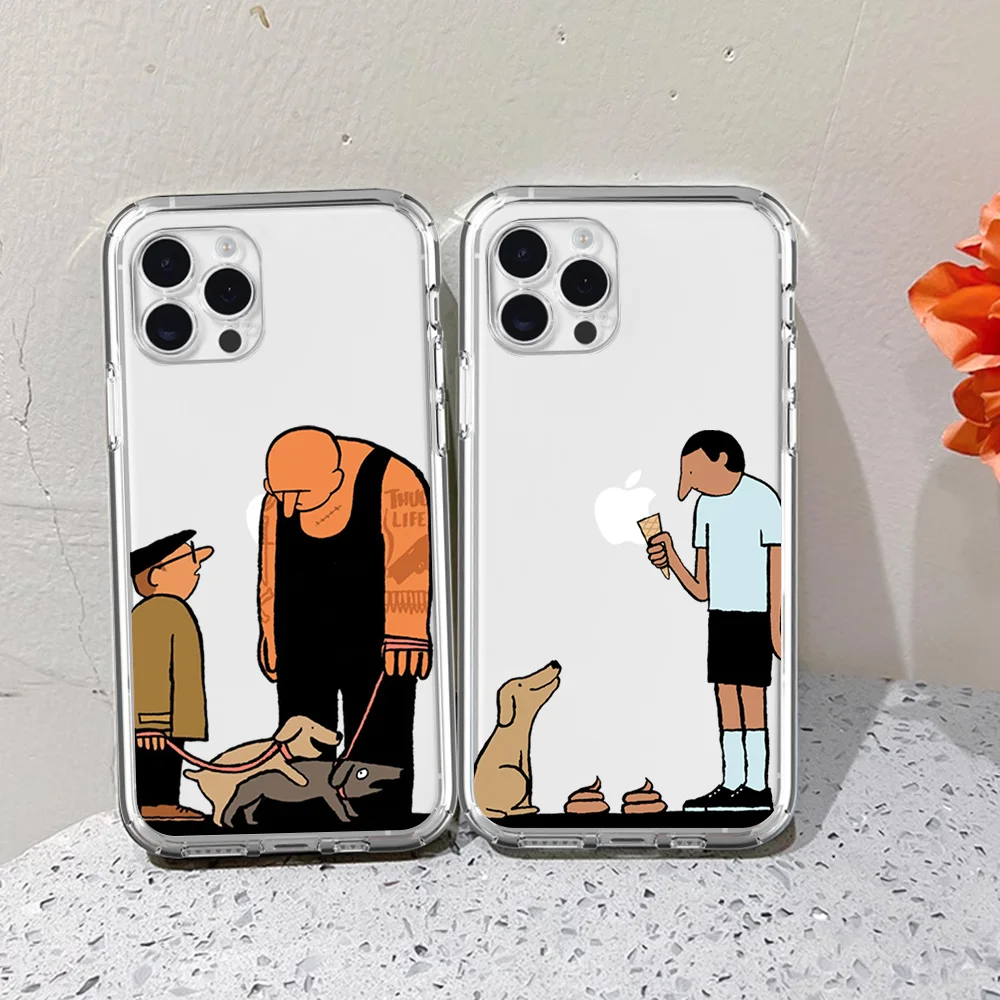 J-Jean J-Jullien A-Art For iPhone 16 15 13 14 12 11 Pro Plus MAX XS iPhone13 Mini Transparent Phone Case