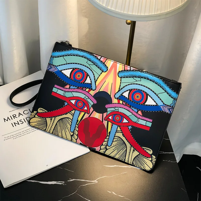 

Fashion printed leather clutch bag trendy ;s high-capacitys bags casual grab bags hand in hand.