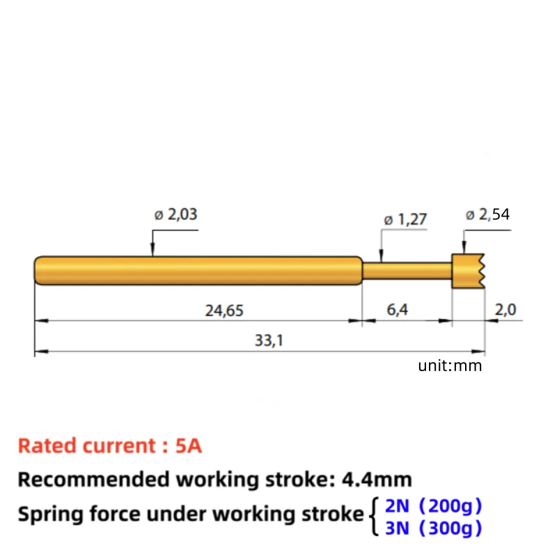 100 шт. тестовый контакт для измерения Ingun GKS 003206254 A2000 A3000 2 0*33 мм Головка с когтями H
