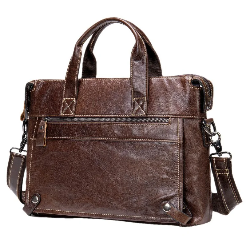 Vintage Genuine Leather Men Laptop Bag Briefcase Cowhide Leather Shoulder Bag Male Daily Working Tote Bags Business Handbag