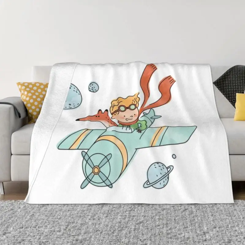 

The Little Prince France Anime Throw Blanket Ultra-Soft Fleece Warm Flannel Le Petit Prince Blankets for Bed Travel Couch Quilt
