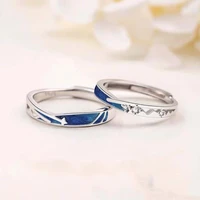 meteor shower couple rring sterling silver pair of men and women personality simple open pair ring creative design adjustable