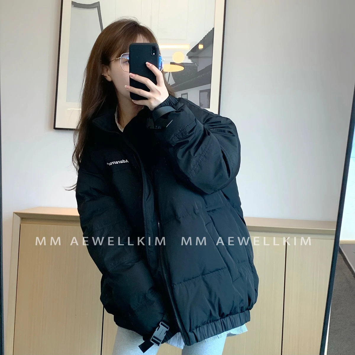 ADER ERROR down jacket splicing design niche white down male and female couples loose oversized warm down jacket unisex