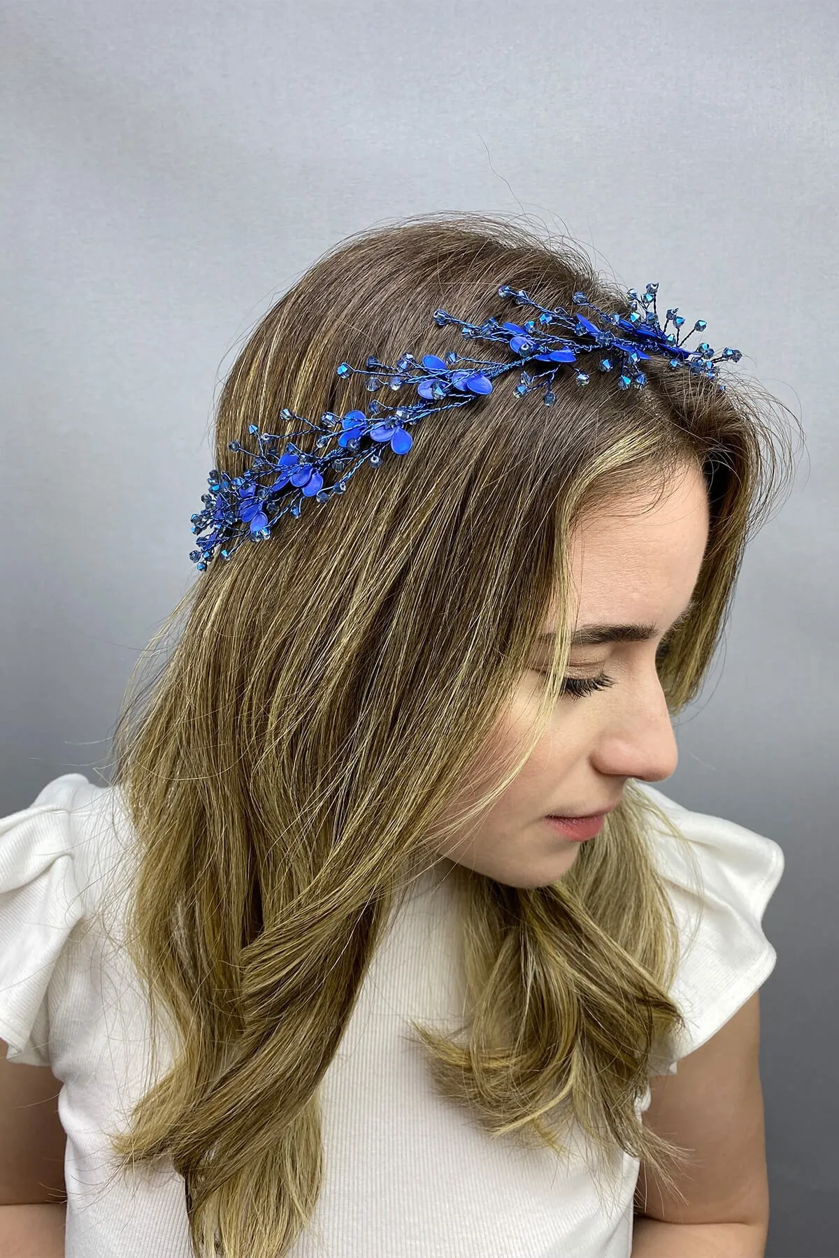 

Sax Blue Enamel Spring Branch Hair Accessory