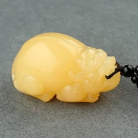 hot selling natural hand carved jade beige pixiu necklace pendant fashion accessories men women luck gifts amulet