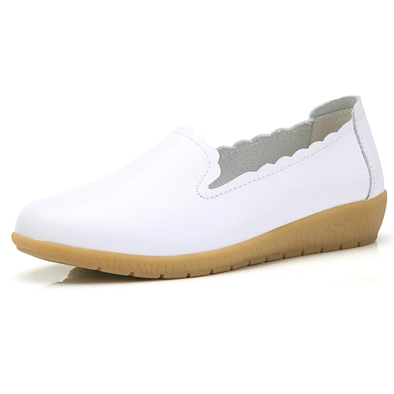 

Spring new wedge leather women's shoes middle-aged and elderly mother's shoes casual shoes women's white nurse shoes