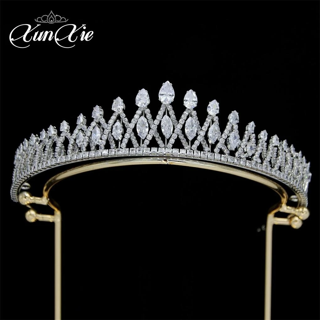 

XUNXIE Vintage Crystal Wedding Tiara For Bride Headband Queen Bridal Crowns Gift Crown Girlfriend Headpiece Vintage Tiaras