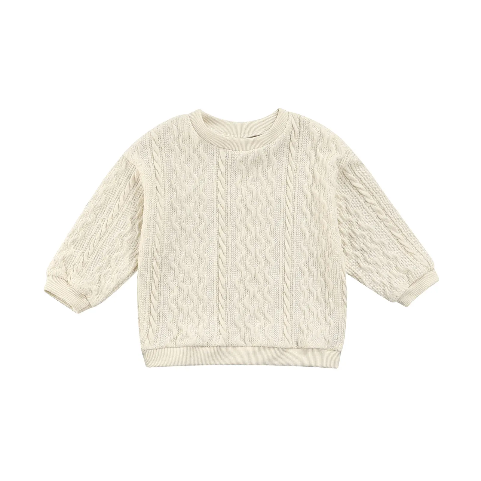 

Infant Solid Color Sweater Kids Autumn Winter Casual Loose Long Sleeve Round Neck Pullover 1-5Years
