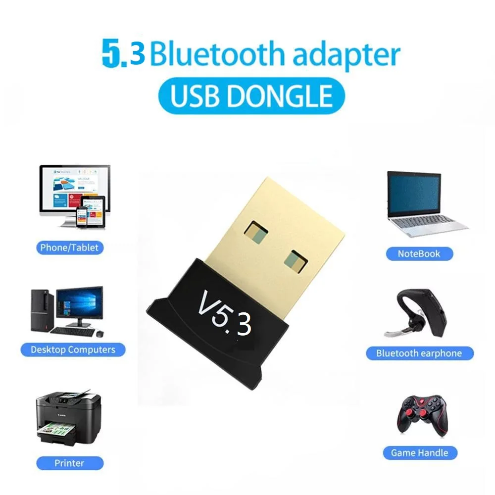 

5,3 Bluetooth-адаптер с драйвером, бесплатный компьютер, USB беспроводной Bluetooth-приемник, передатчик, Bluetooth-аудиоприемник на расстоянии до 30 метров